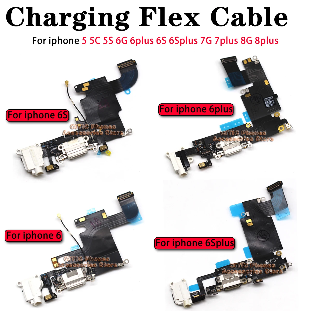 5pcs For iPhone 6 6S 7 8 Plus  - مراجعة Charging Port Flex وسعره